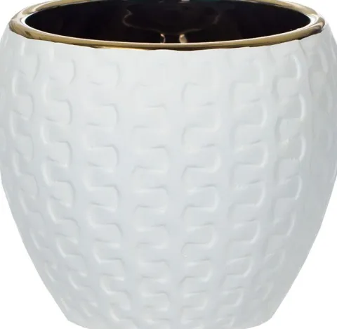 Doniczka ceramiczna Konti 8 (biały/złoty)