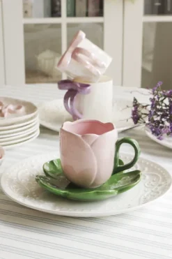 Filiżanka+spodek Tulip 170 (różowy/zielony)