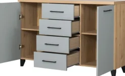 Komoda z frontami i 4-szufl. Panama (szary/dąb Soma ciemny)