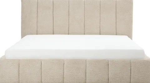 Łóżko tapicerowane Bianko 180 (boucle beż) ze stelażem i pojemnikiem
