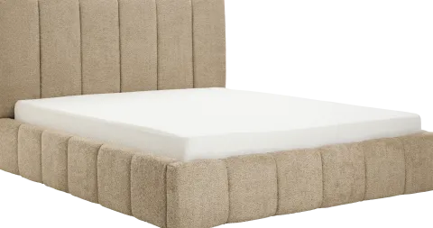Łóżko tapicerowane Bianko 160 (boucle cappuccino) ze stelażem i pojemnikiem