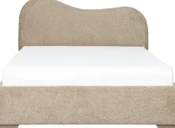 Łóżko tapicerowane 140 Cloudi (boucle cappuccino) ze stelażem i pojemnikiem