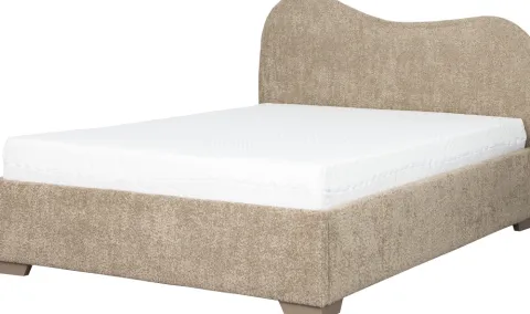 Łóżko tapicerowane 140 Cloudi (boucle cappuccino) ze stelażem i pojemnikiem