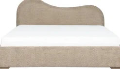Łóżko tapicerowane 180 Cloudi (boucle cappuccino) ze stelażem i pojemnikiem