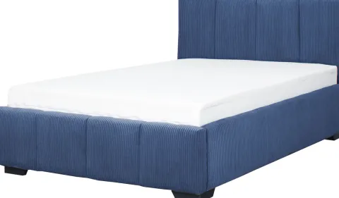 Łóżko tapicerowane 120 Mindy (sztruks granat) ze stelażem i pojemnikiem