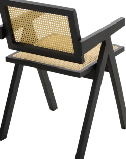 Krzesło drewniane Nerivo 41 (rattan/czarny)