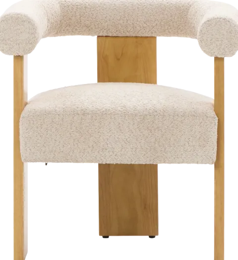 Krzesło drewniane Velu 43 (boucle beż/jasne drewno)