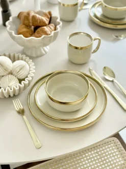 Kubek ceramiczny Cindy 83 (beżowy ze złotym paskiem)