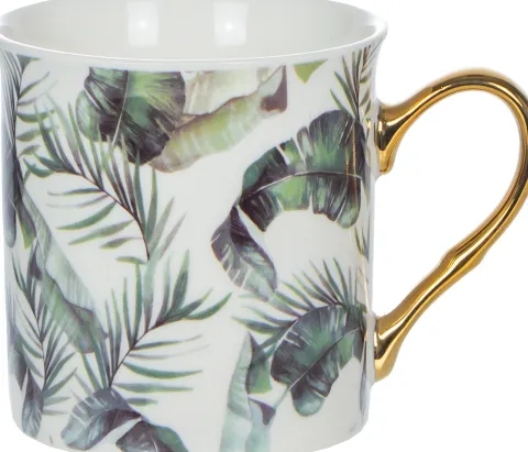 Kubek ceramiczny Cindy (biały - liście)