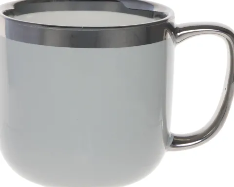Kubek ceramiczny Cindy 83 (szary ze srebrnym paskiem)