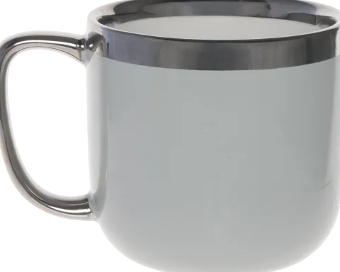 Kubek ceramiczny Cindy 83 (szary ze srebrnym paskiem)