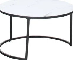 Stolik kawowy 80 cm Marbi 9 (biały-marmur)