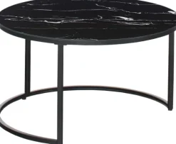Stolik kawowy 80cm Marbi 9 (czarny-marmur)