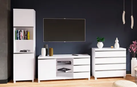 Stolik RTV LED Aga (biały połysk)