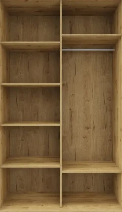 Szafa przesuwna lustra 120cm (biały połysk/lustro/dąb Soma ciemny)