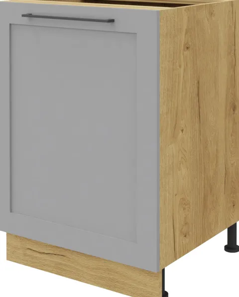 Szafka 60 dolna prawa Laurencja pod zlew lub płytę grzewczą (szary połysk mat/dąb Soma ciemny)