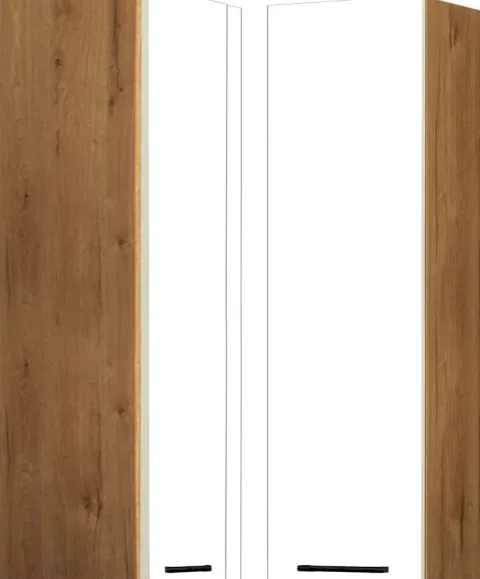Szafka narożna górna (litera L) Bellona 100cm (biały połysk/dąb Soma ciemny)