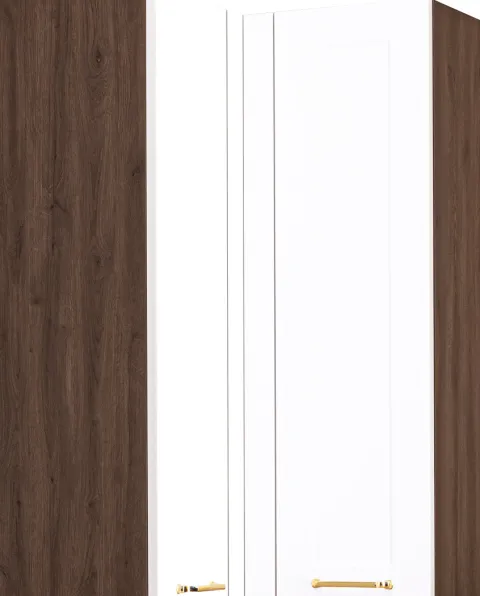Szafka narożna górna wys.100cm (litera L) Laurencja (biały lakier mat/orzech Foresta)