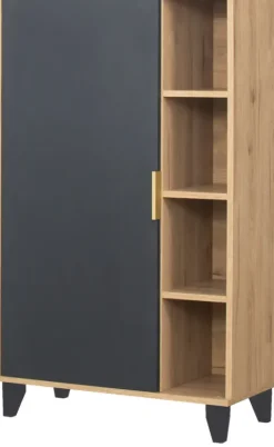 Szafka stojąca z drzwiczkami i półkami Floryda (grafit/dąb Soma ciemny
