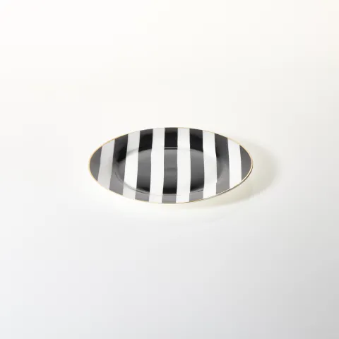 Talerzyk ceramiczny Rayas biały w czarne pasy