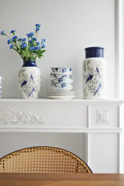 Wazon ceramiczny Pavone 43 (biały/niebieski)