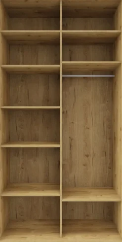 Wysoka szafa przesuwna 120 cm lustra (dąb Soma ciemny/czarne okucia)