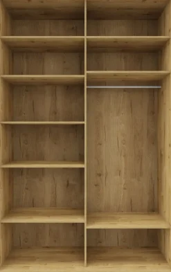 Wysoka szafa przesuwna lustra 150cm (biały połysk/lustro/dąb Soma ciemny)