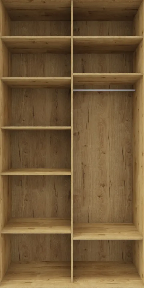 Wysoka szafa przesuwna lustra 120cm (biały połysk/lustro/dąb Soma ciemny)
