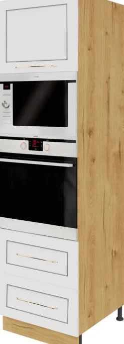Wysoka zabudowa piekarnika lewa 2 Laurencja (biały lakier mat/dąb Soma ciemny)