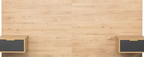 Zagłowie z płyty 140cm z dwoma stolikami nocnymi Floryda (grafit/dąb Soma ciemny)